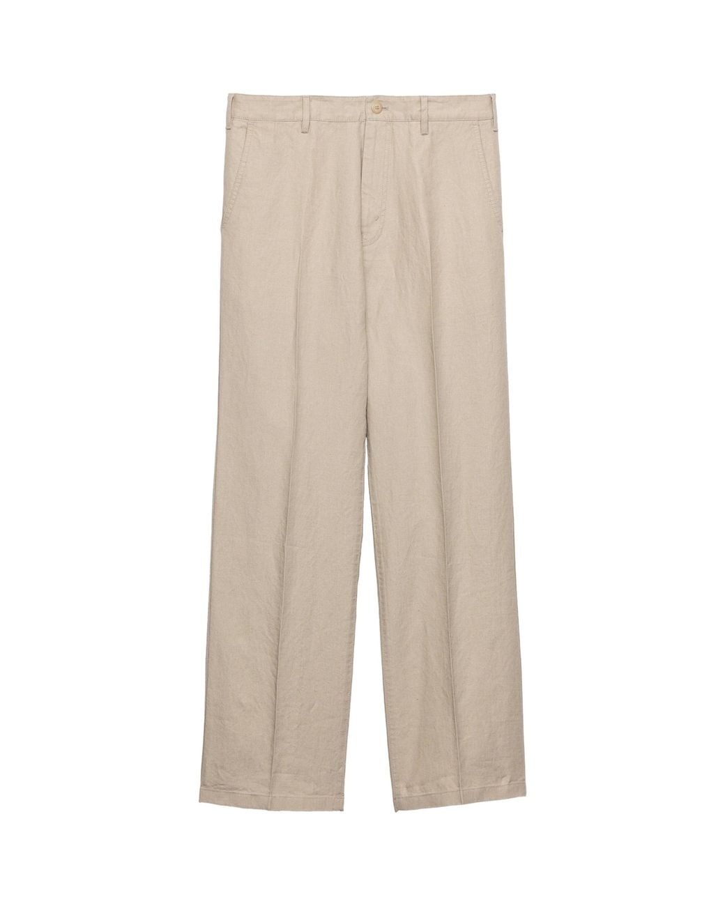 Prada Natural Linen Wide-Leg Trousers