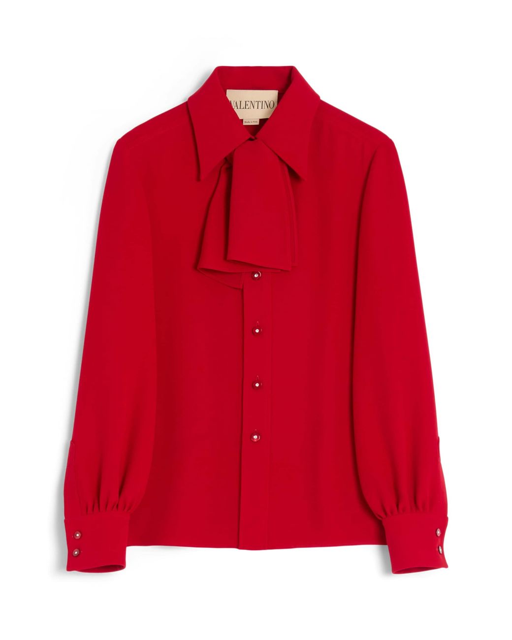 Valentino Red Silk Bow Shirt