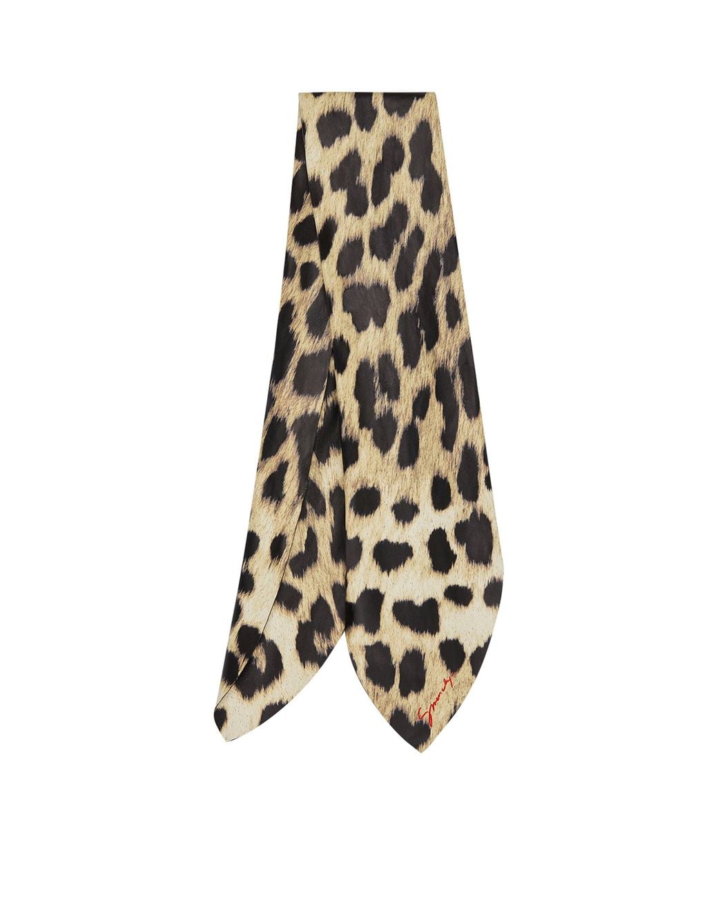 Givenchy White Leather Leopard Print Logo Scarf