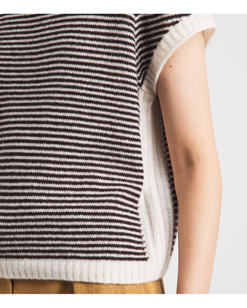 ME+EM Brown Merino Wool-Blend Stripe T-Shirt