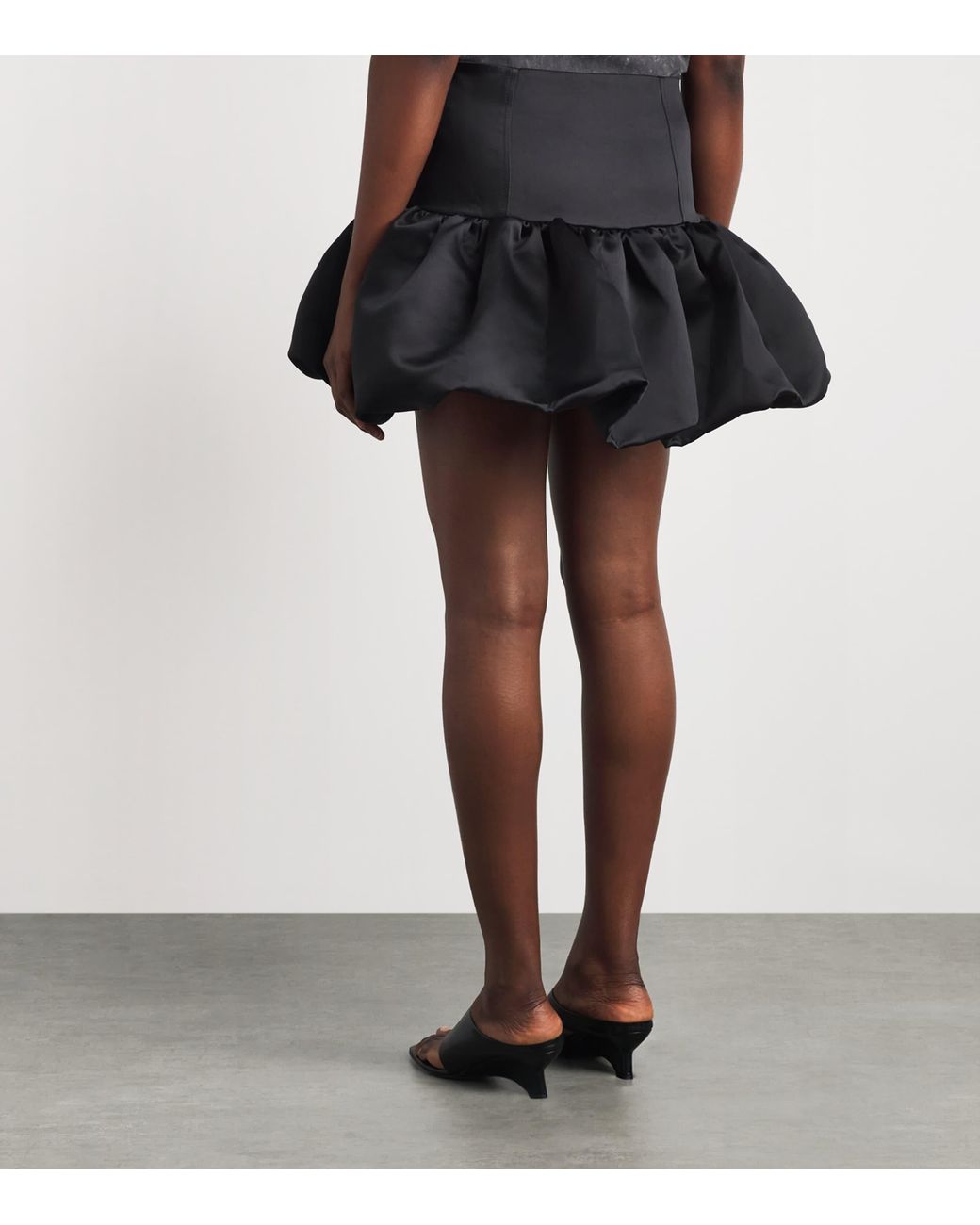 Ganni Black Satin Bubble Mini Skirt