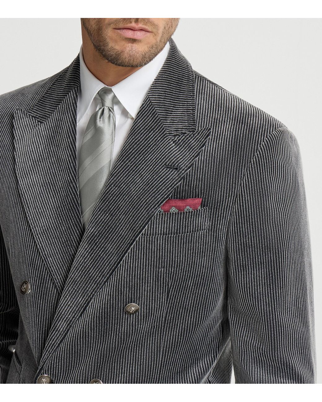 Brunello Cucinelli Purple Silk Medallion Pocket Square for men