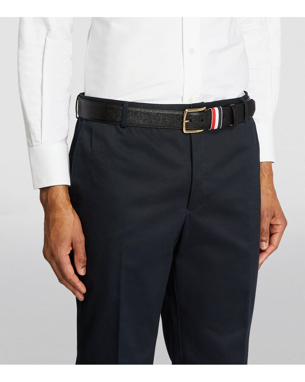 Thom Browne Black Leather Tricolour Belt for men