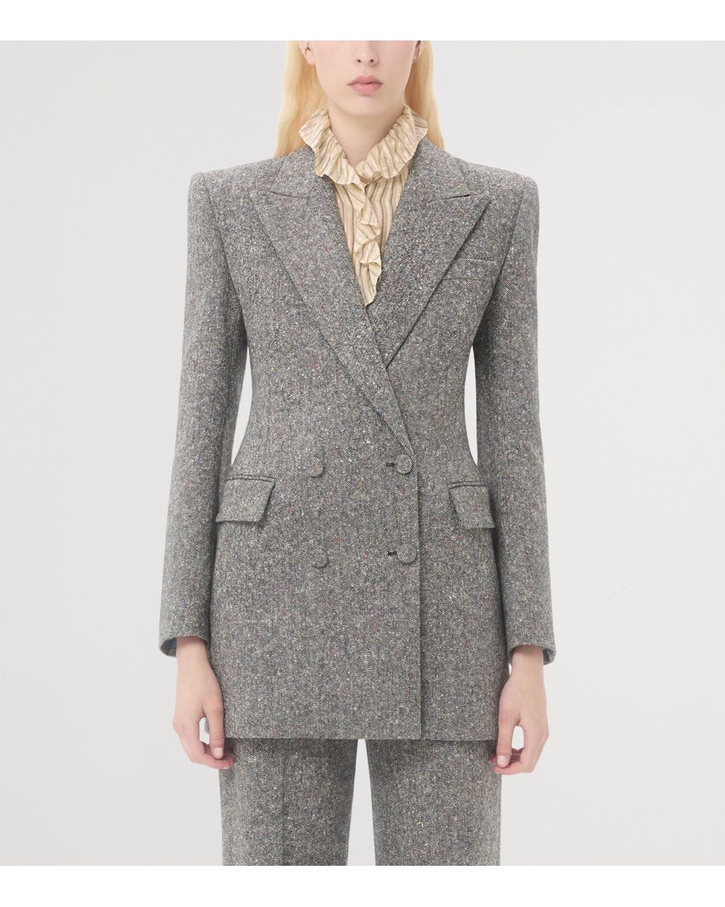 Valentino Gray Virgin Wool-Blend Pea Coat