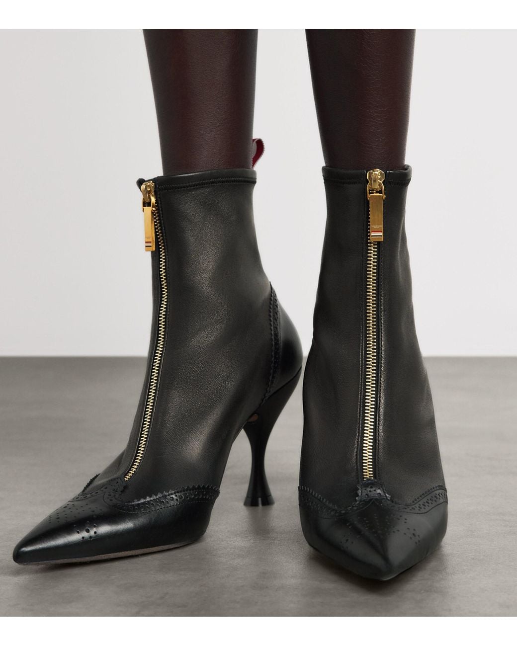Thom Browne Black Leather Wingtip Ankle Boots 90