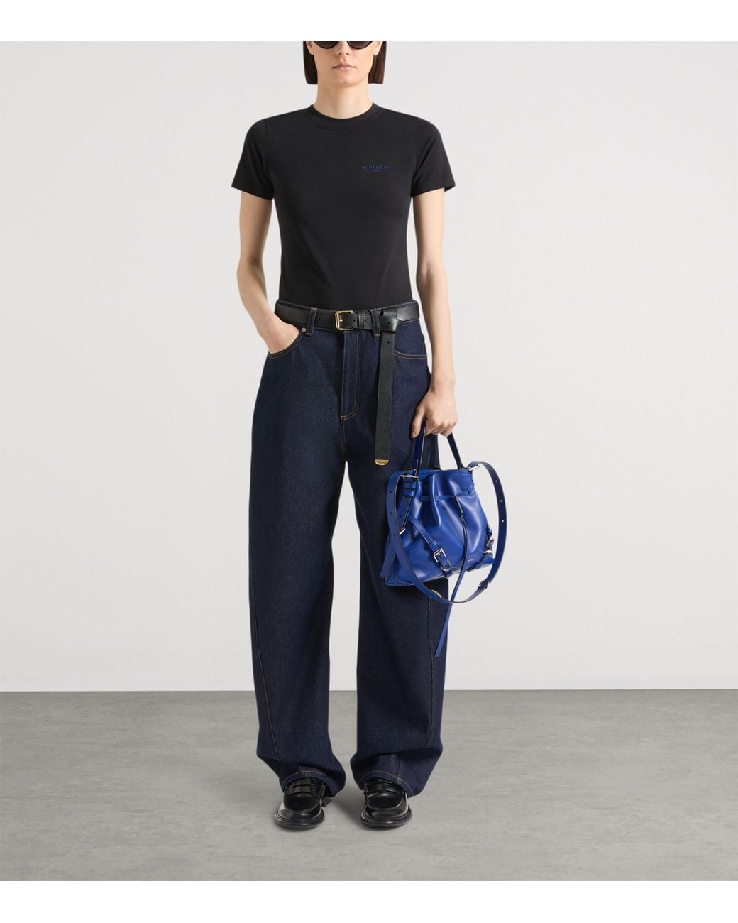 Givenchy Blue Small Leather Voyou Bucket Bag