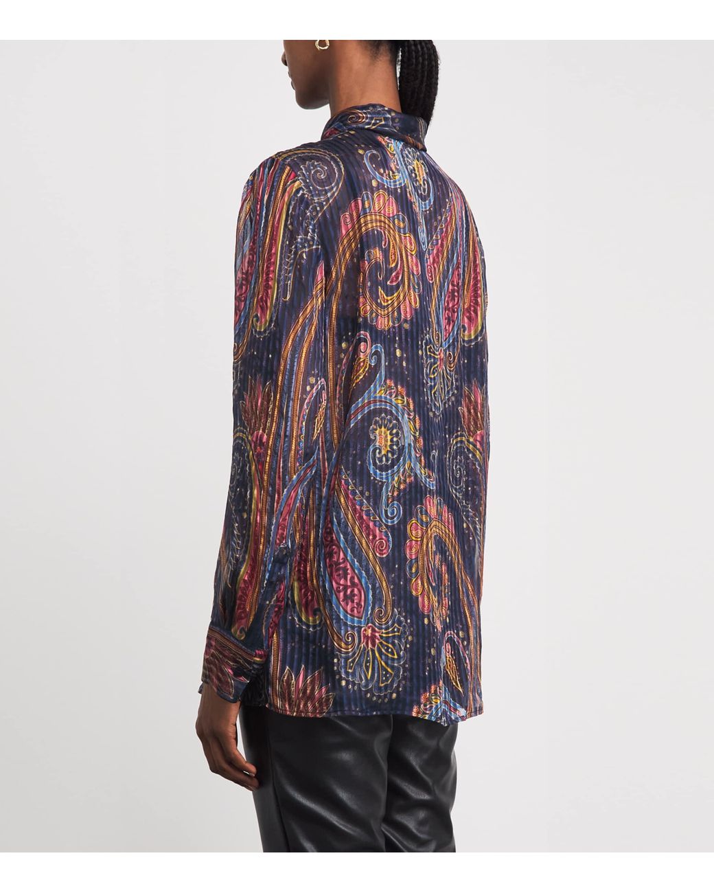 Etro Multicolor Silk Pleated Paisley Shirt