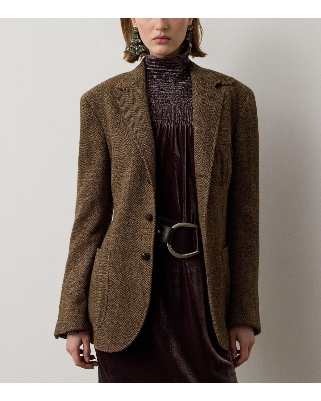 Ralph Lauren Brown Tweed Bonner Jacket