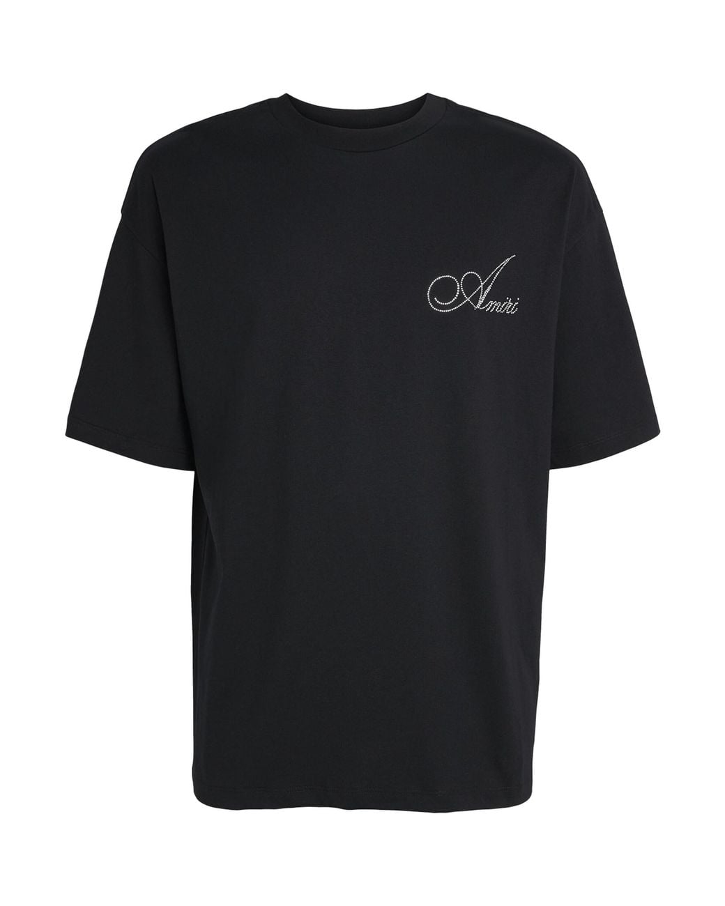 Amiri Black Cotton Crystal Logo T-Shirt for men