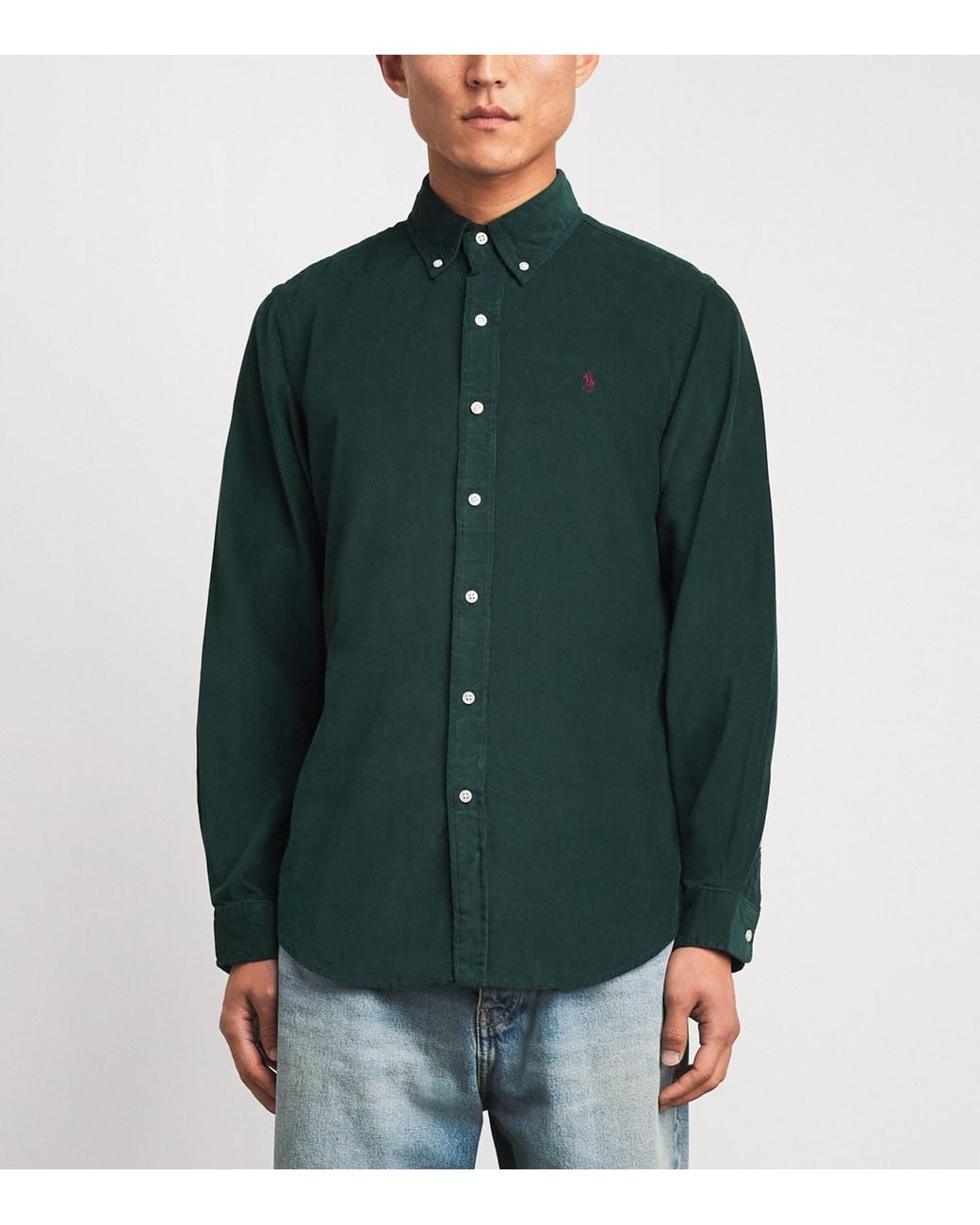 Polo Ralph Lauren Green Corduroy Custom-Fit Shirt for men