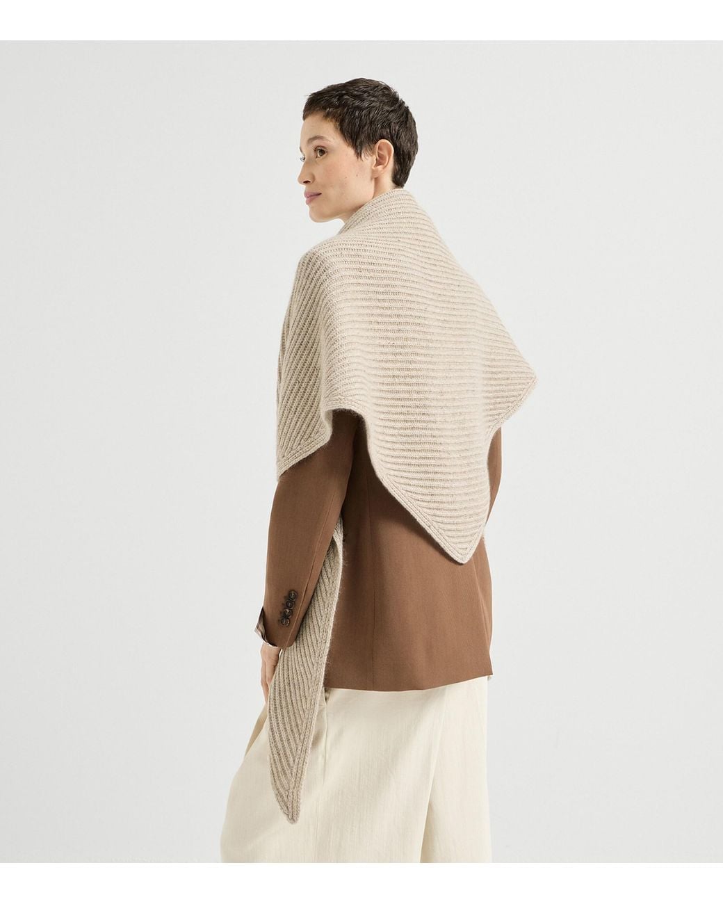Brunello Cucinelli White Cashmere-Blend Sparkling Shawl