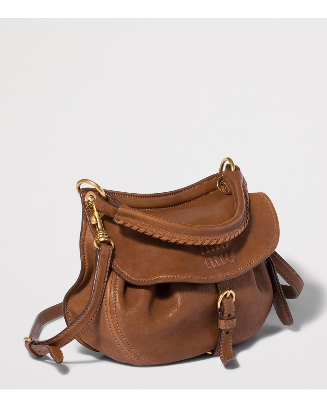 Miu Miu Brown Small Leather Rendez-Vous Shoulder Bag