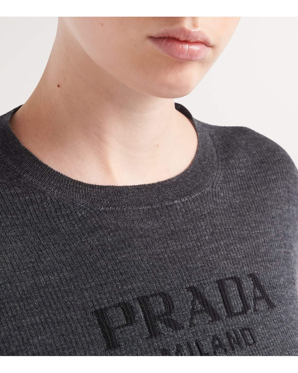 Prada Black Wool-Blend Superfine Logo Sweater
