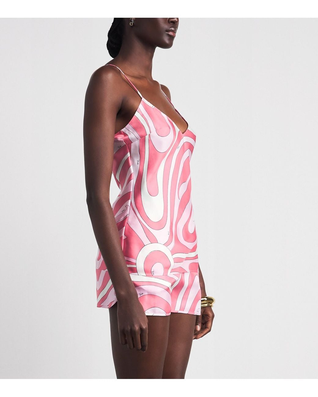Emilio Pucci Pink Silk Pattern Cami Top
