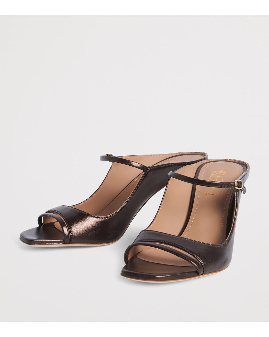 Malone Souliers Brown Metallic Leather Rania Heeled Mules 70