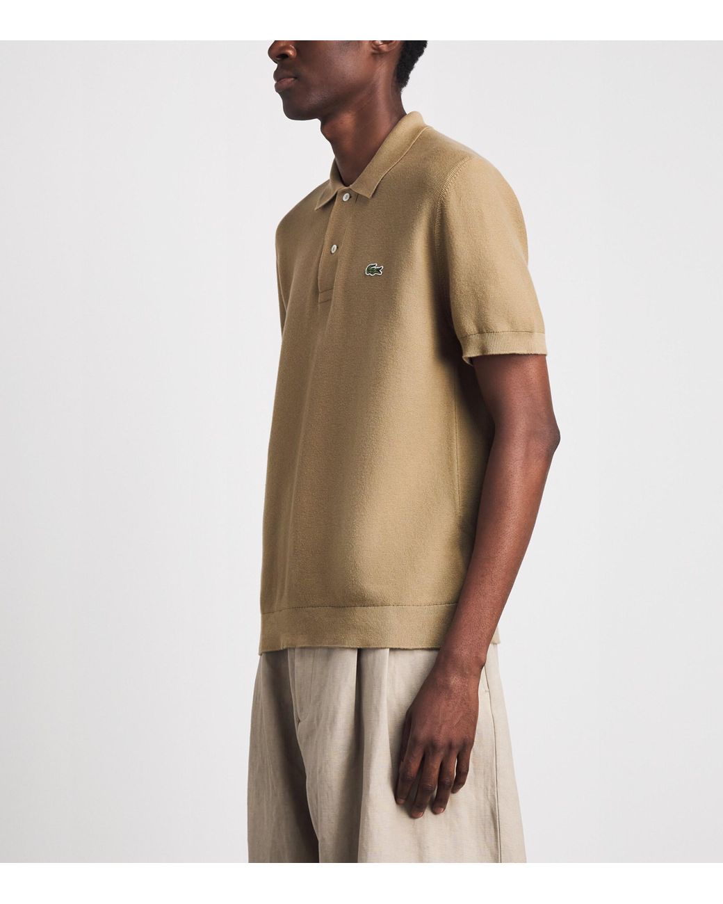 Lacoste Natural Cotton Knitted Polo Shirt for men
