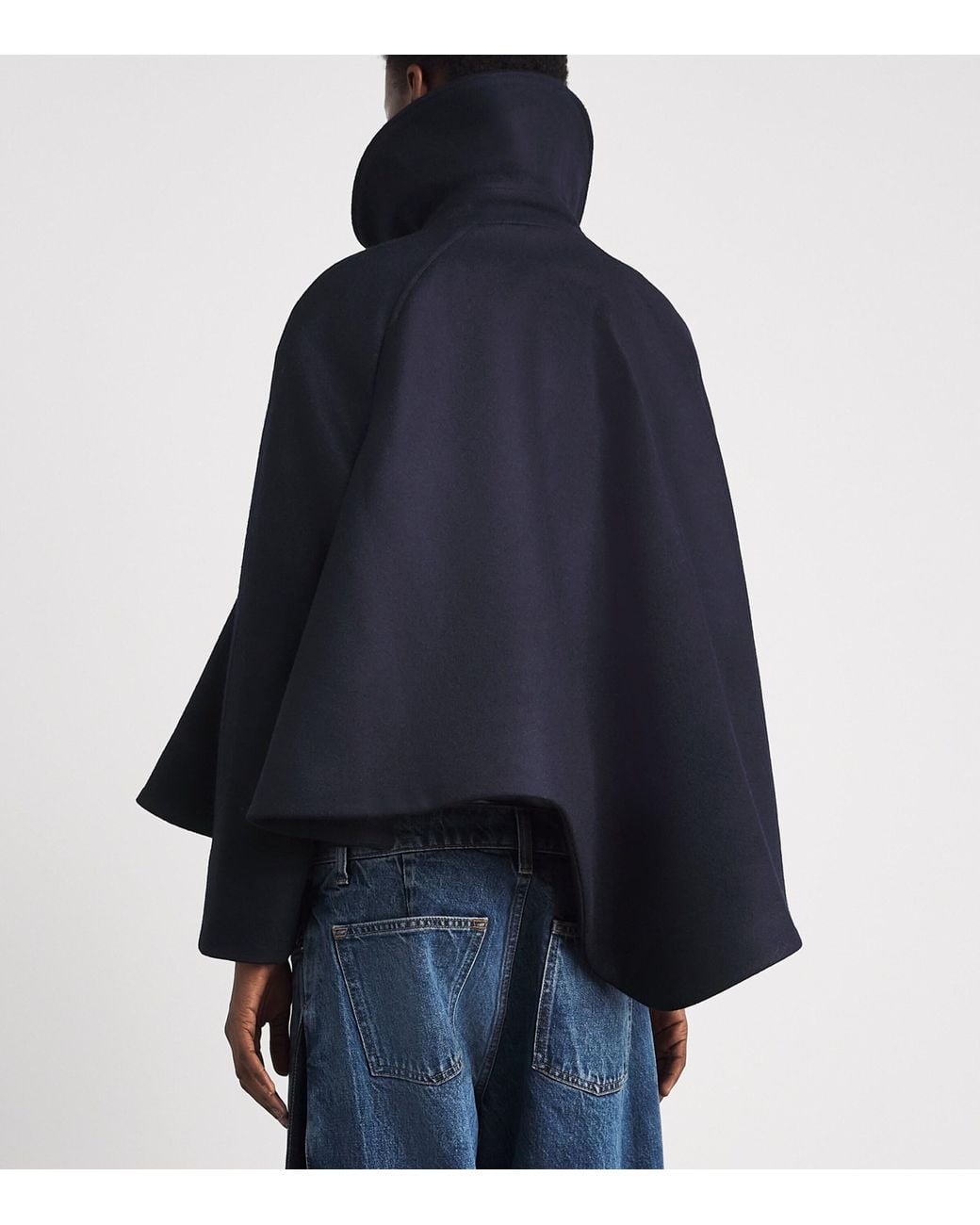 A.W.A.K.E. MODE Blue Wool Peplum Pea Coat