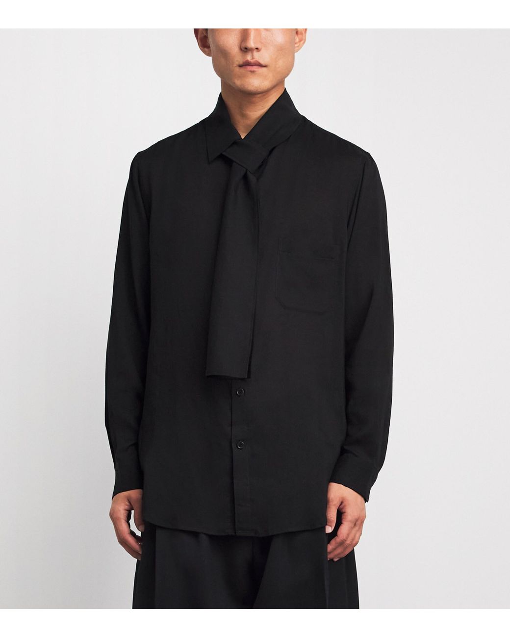 Yohji Yamamoto Black Stole Collar Shirt for men