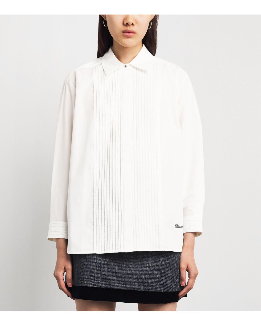 Claudie Pierlot White Cotton Tuxedo Shirt