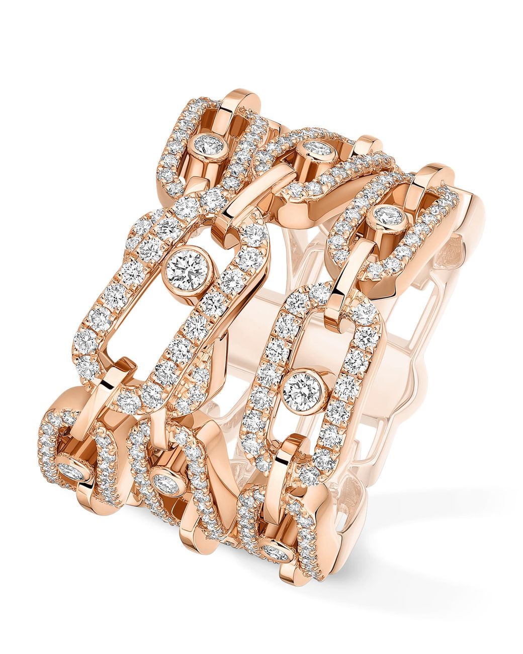 Messika Metallic Move Link And Diamond Multi-Row Ring
