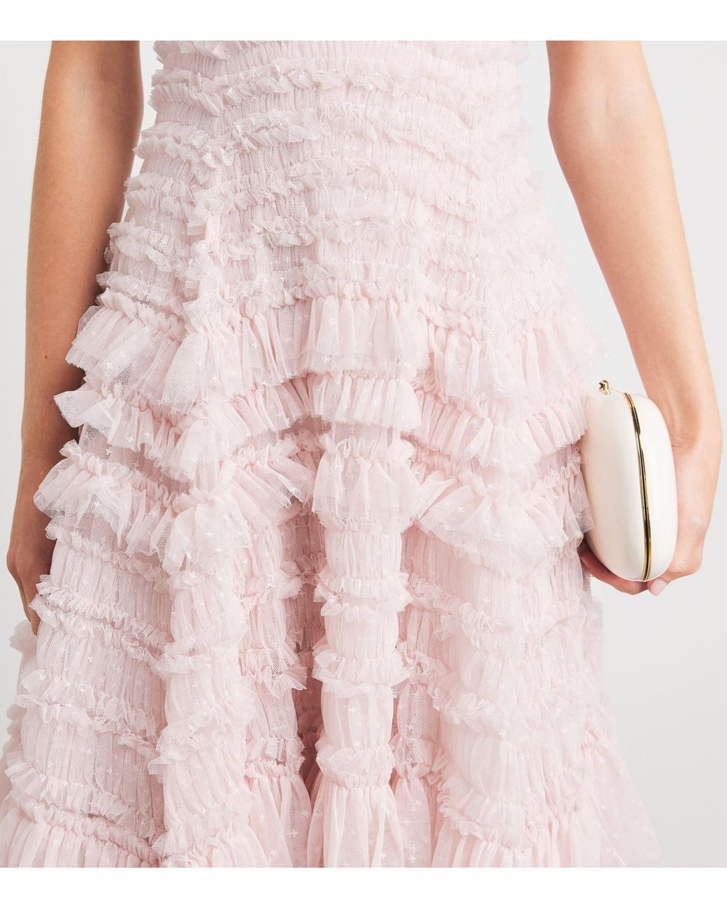 Needle & Thread Pink Ruffle Strapless Valentine Maxi Dress