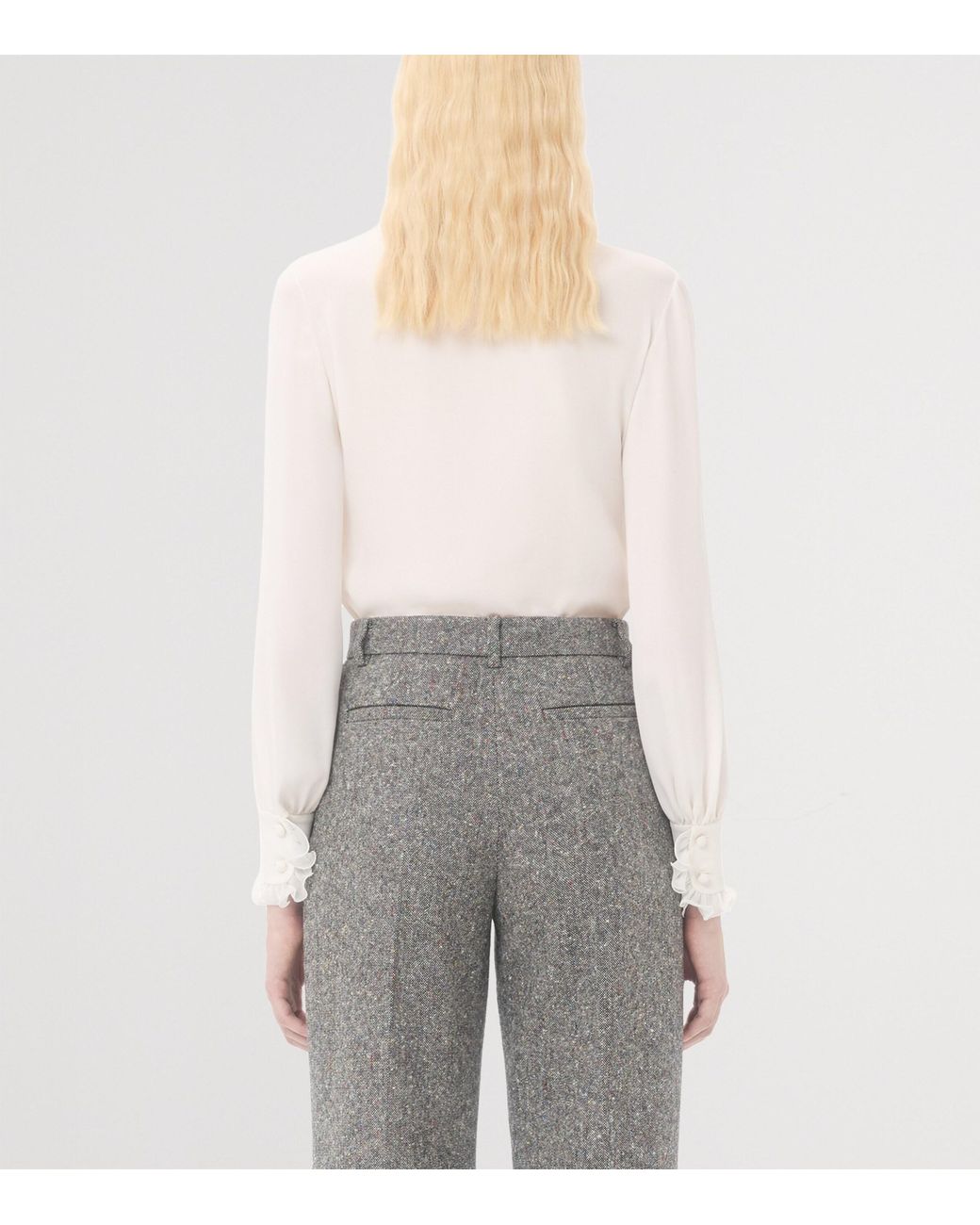 Valentino White Silk Frilled Shirt