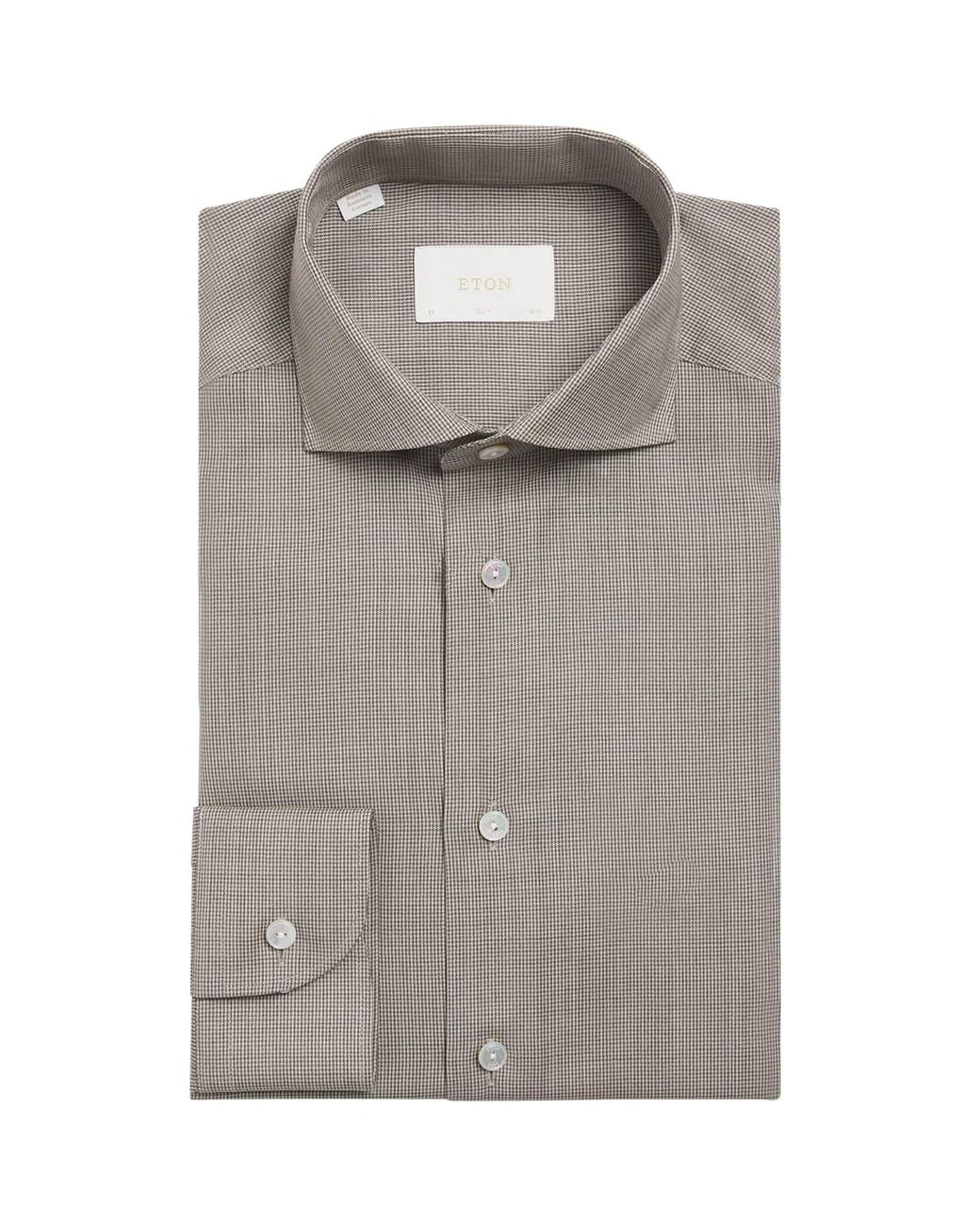 Eton of Sweden Gray Merino Wool Houndstooth Shirt for men