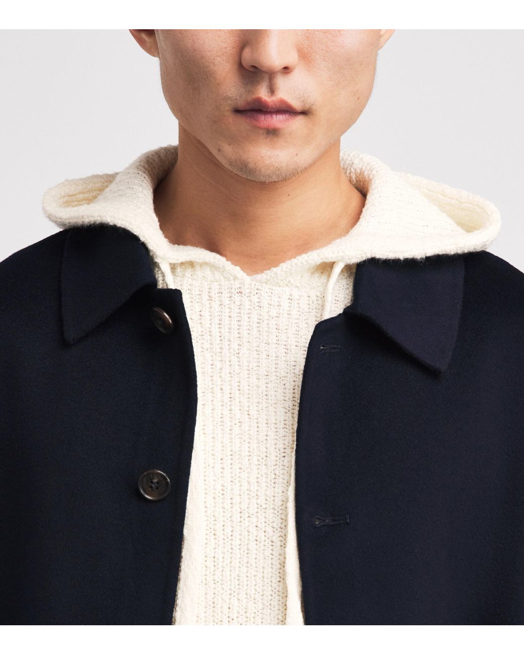 Commas White Cotton Knit Hoodie for men