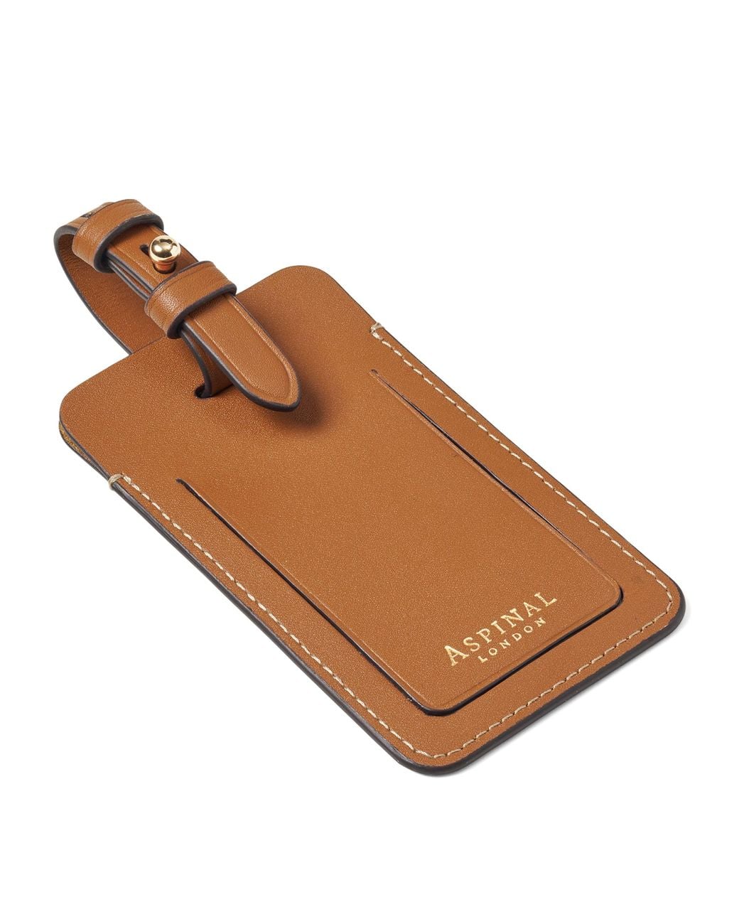 Aspinal Brown Leather Luggage Tag for men