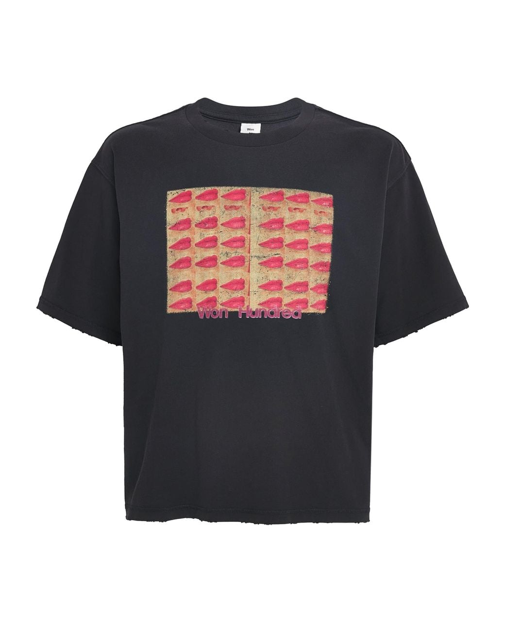 Won Hundred Black Oversized Houston Kisses T-Shirt for men
