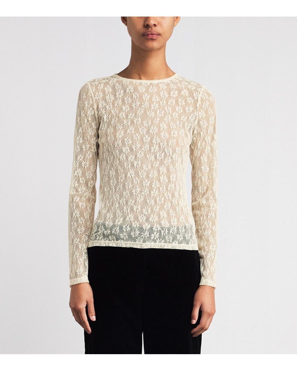 Claudie Pierlot Natural Lace Long-Sleeve Top