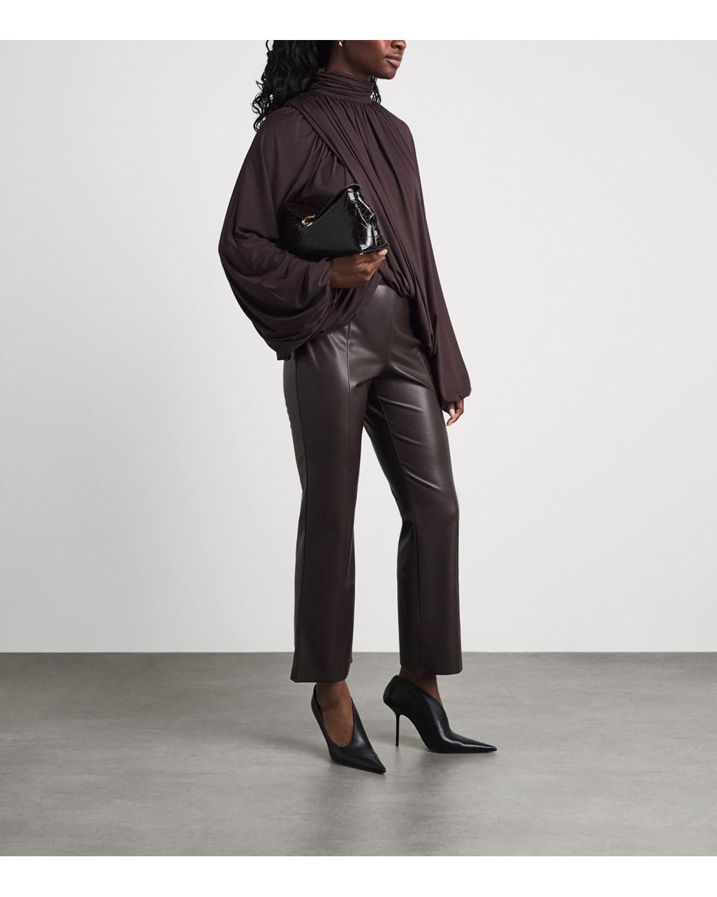 Wolford Gray Faux Leather Jenna Cropped Trousers