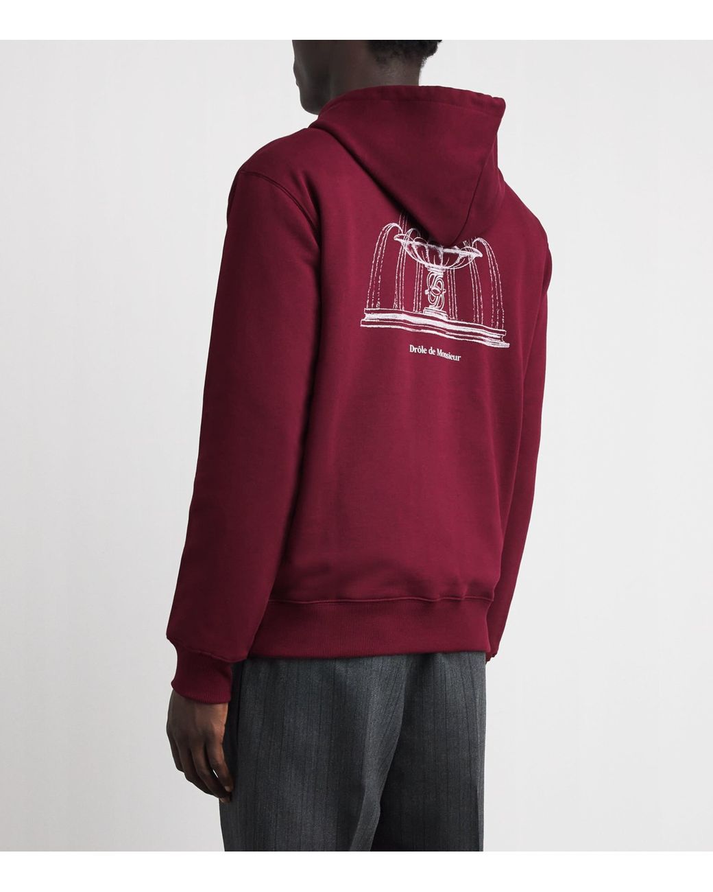 Drole de Monsieur Red Cotton Fountain Hoodie for men