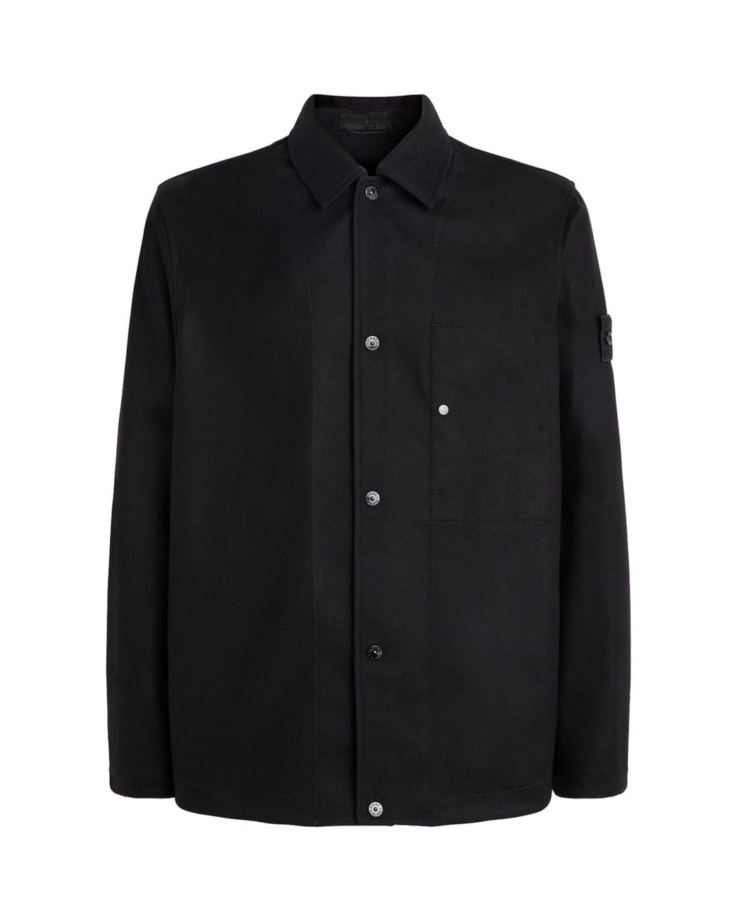 Stone Island Black Ghost Piece Wool-Blend Overshirt for men