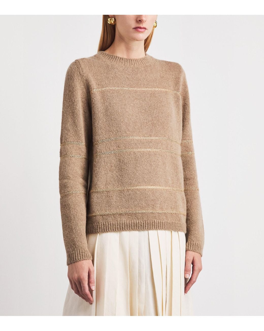 Fabiana Filippi Brown Wool-Blend Jacquard Sweater