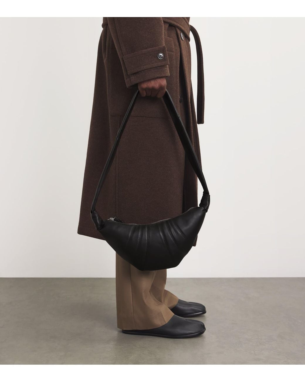 Lemaire Black Small Nappa Leather Croissant Bag for men