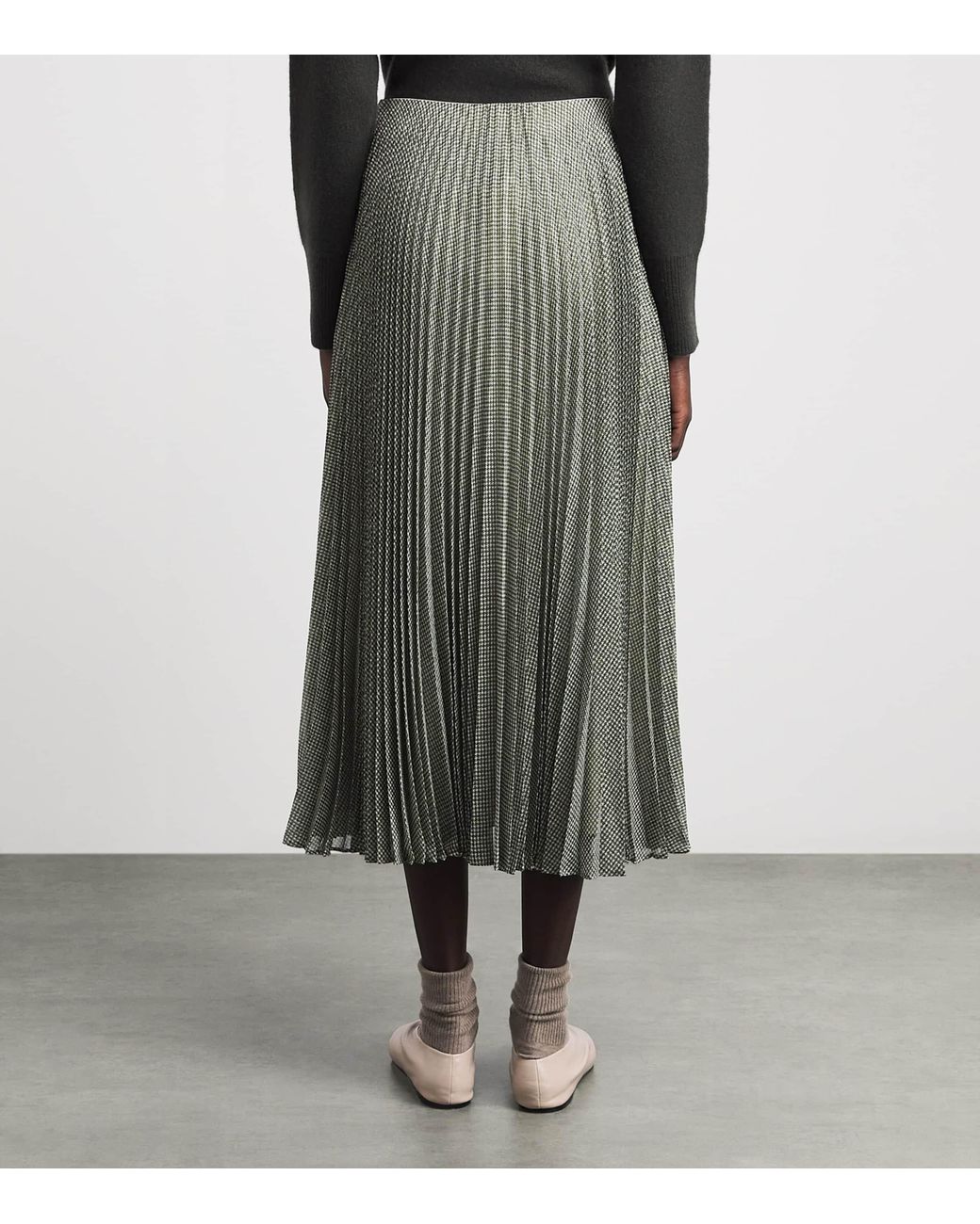 Vince Gray Pleated Midi Skirt