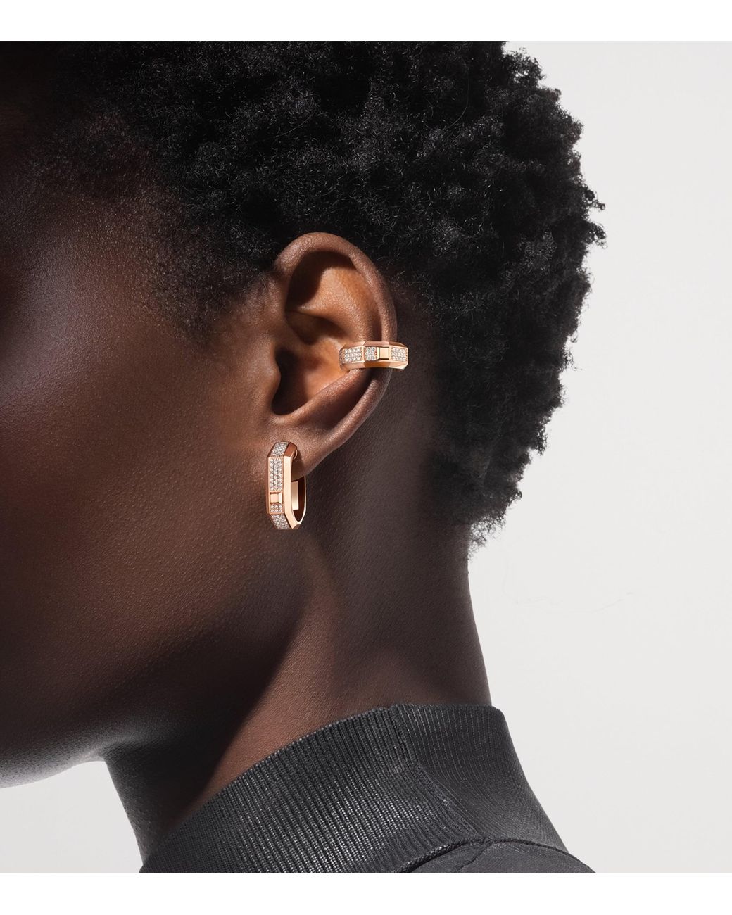 Messika Pink Moderniste And Diamond Ear Cuff