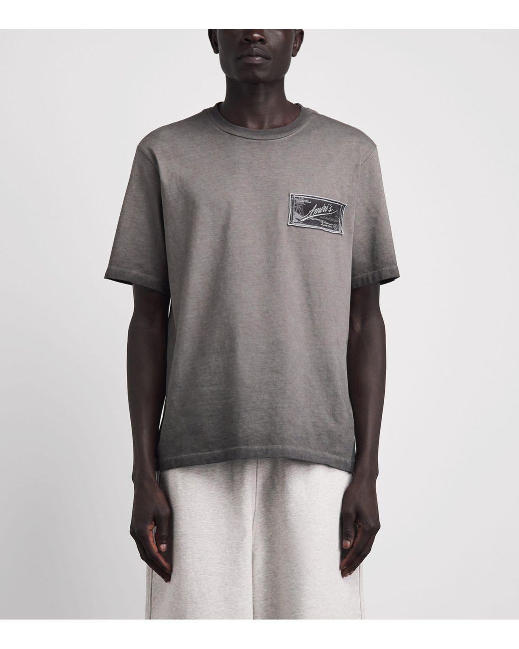 Amiri Gray Cotton Quality Goods Patch T-Shirt for men