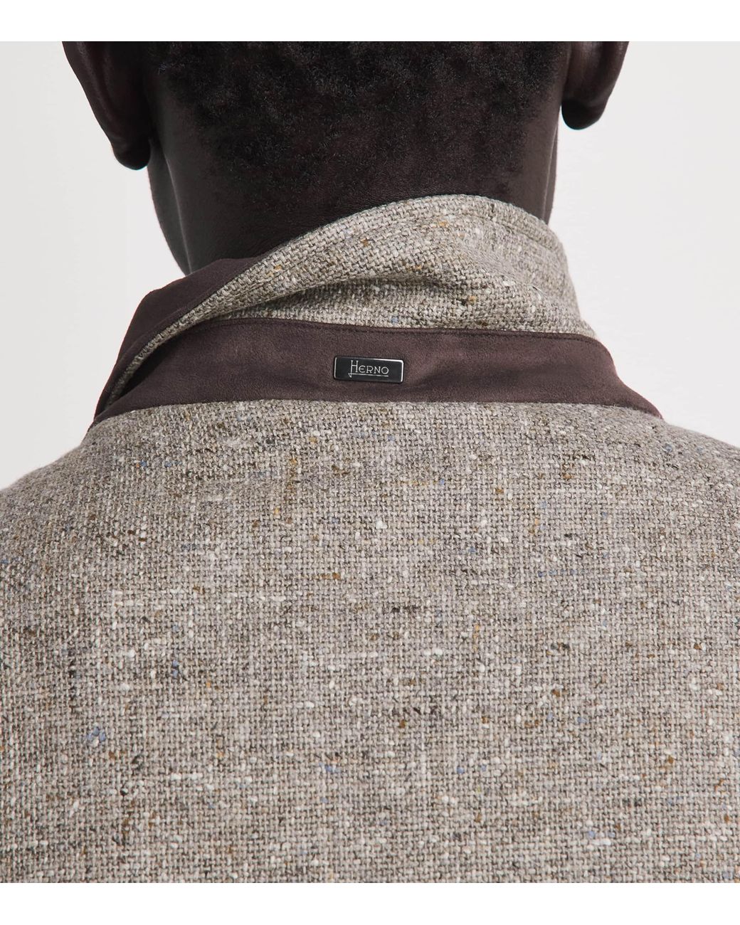 Herno Brown Wool Hybrid High-Neck Jacket for men