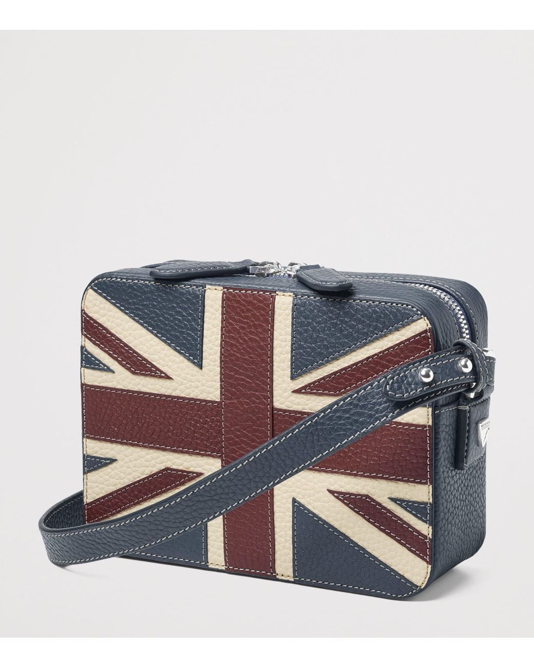 Aspinal Blue Leather Union Flag Camera Bag