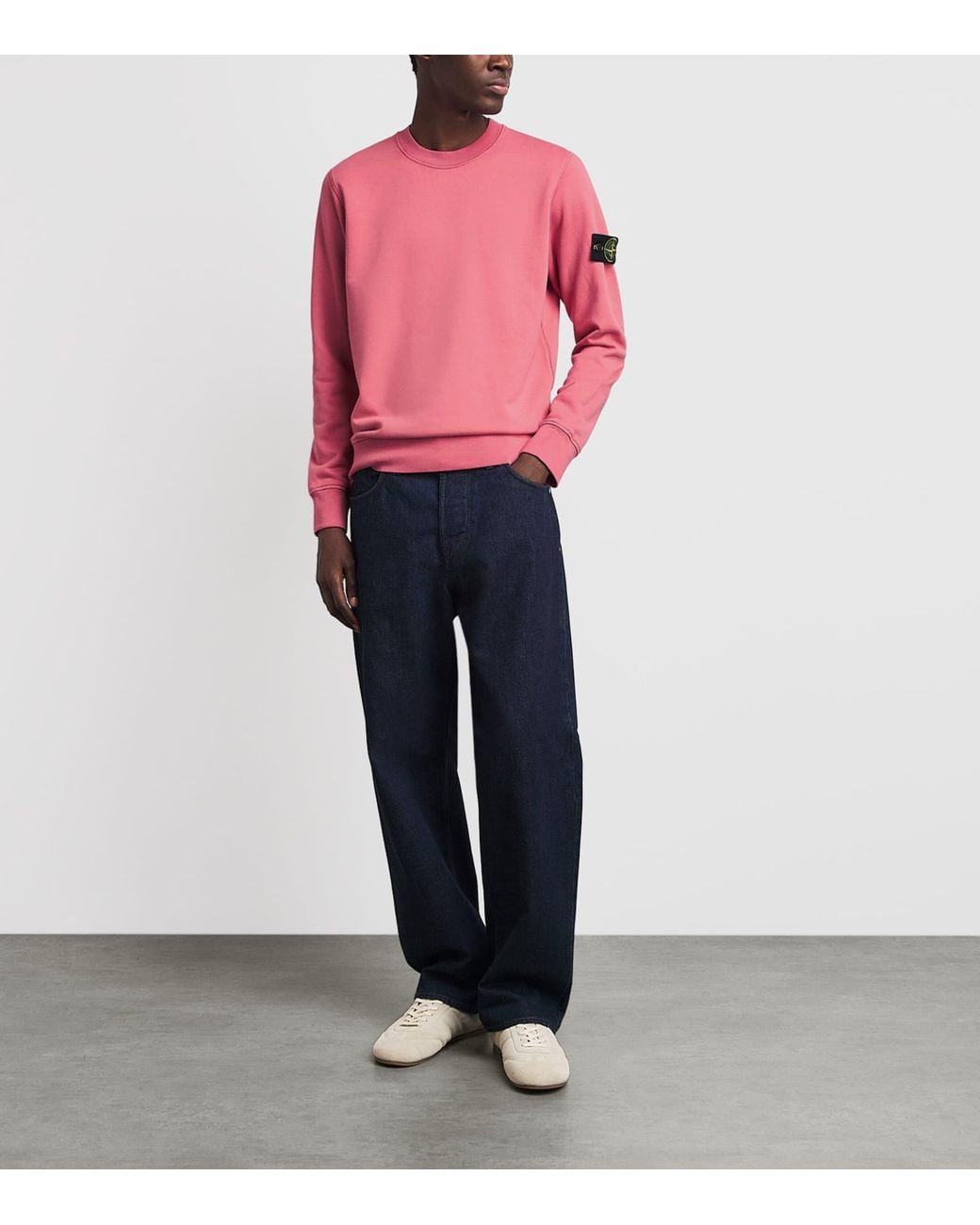 Stone Island Pink Cotton Compass Logo Sweatshirt for men