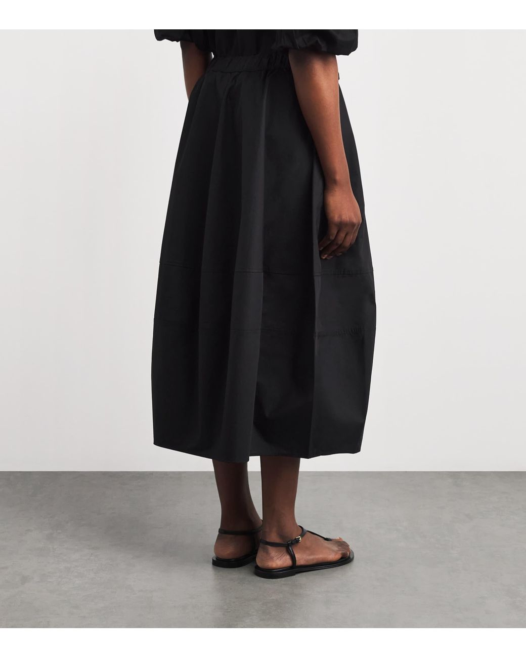 Polo Ralph Lauren Black Cotton Cocoon Midi Skirt