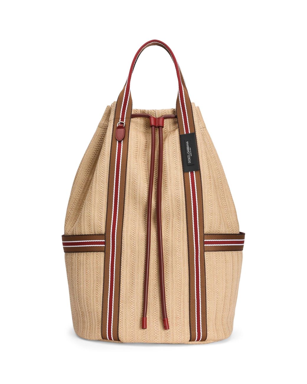 Dolce & Gabbana Brown Raffia-Leather Essenza Backpack for men