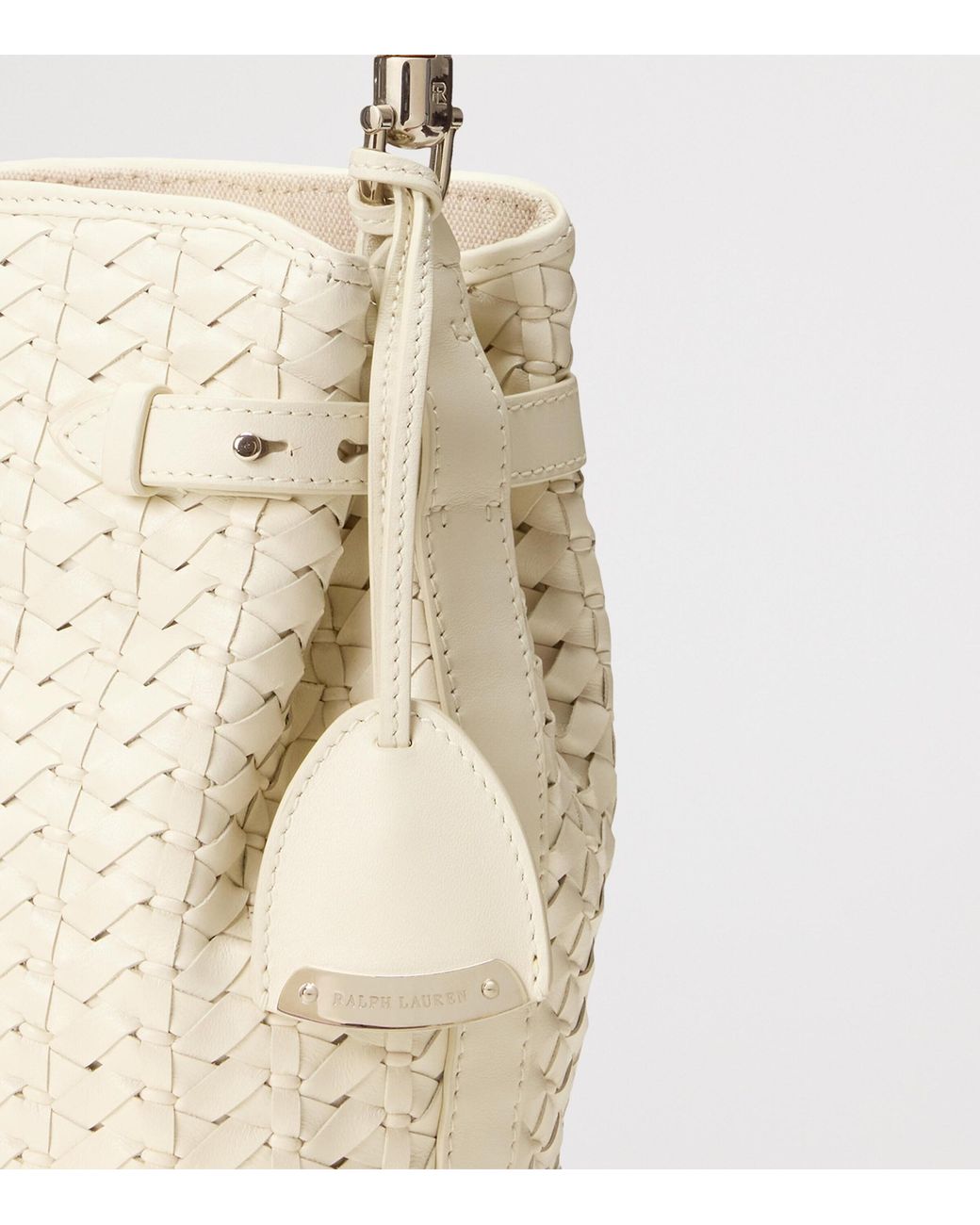 Ralph Lauren Small Leather The Ralph Bucket Bag in Natural | Lyst