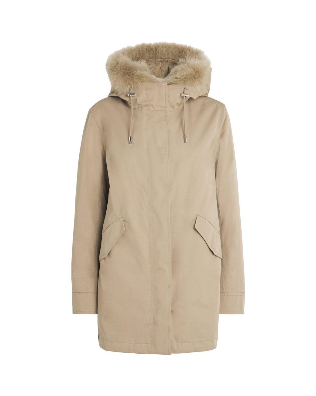 Yves Salomon Natural Down Fur-Trim Technical Parka Coat