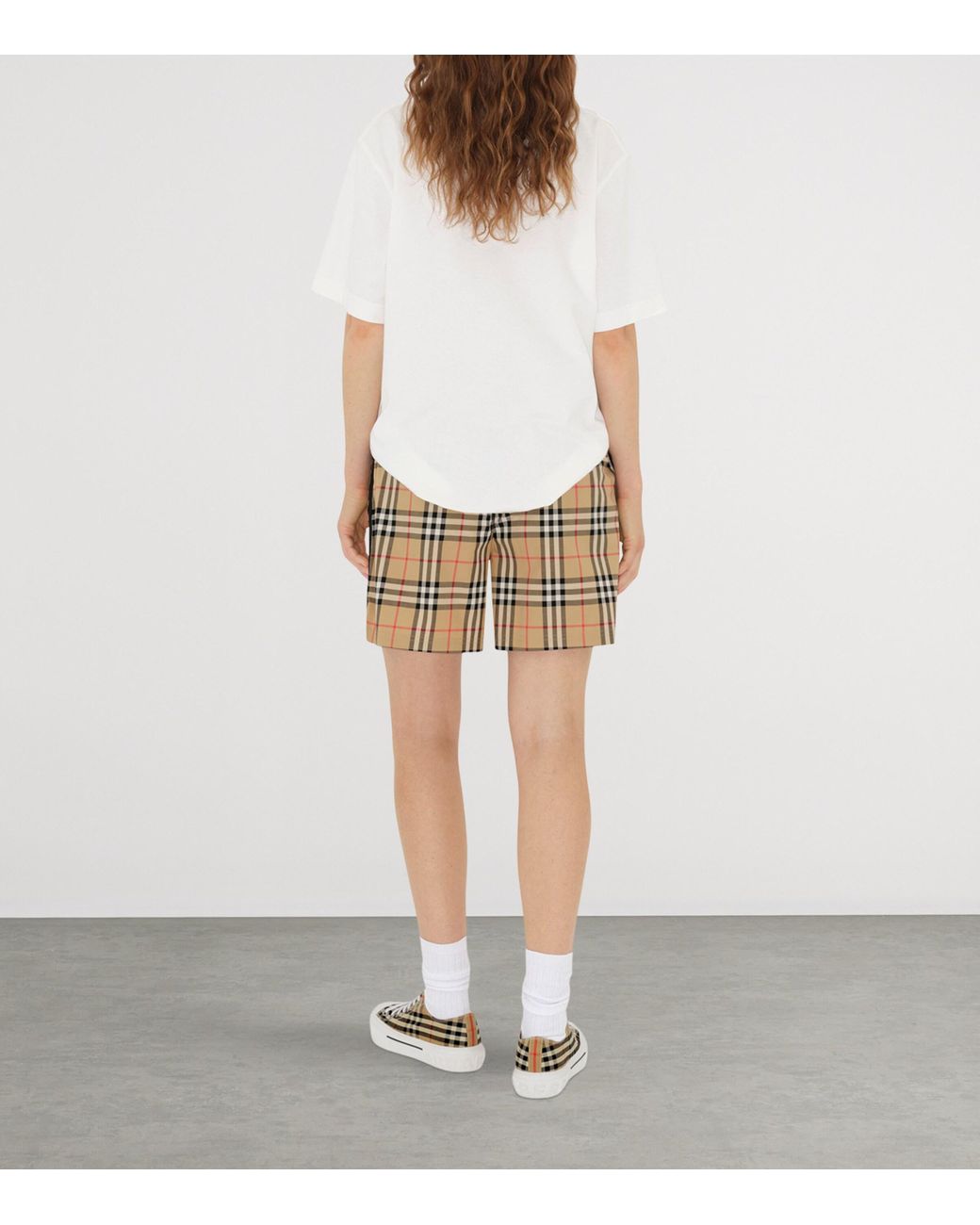 Burberry Natural Stretch-Cotton Check Shorts