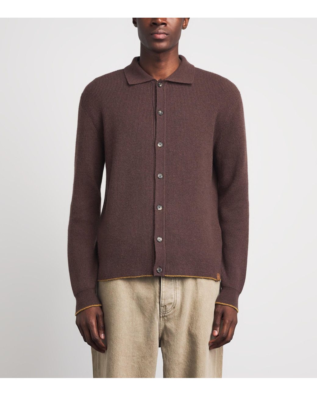 Jacob Cohen Brown Cashmere Collared Cardigan for men