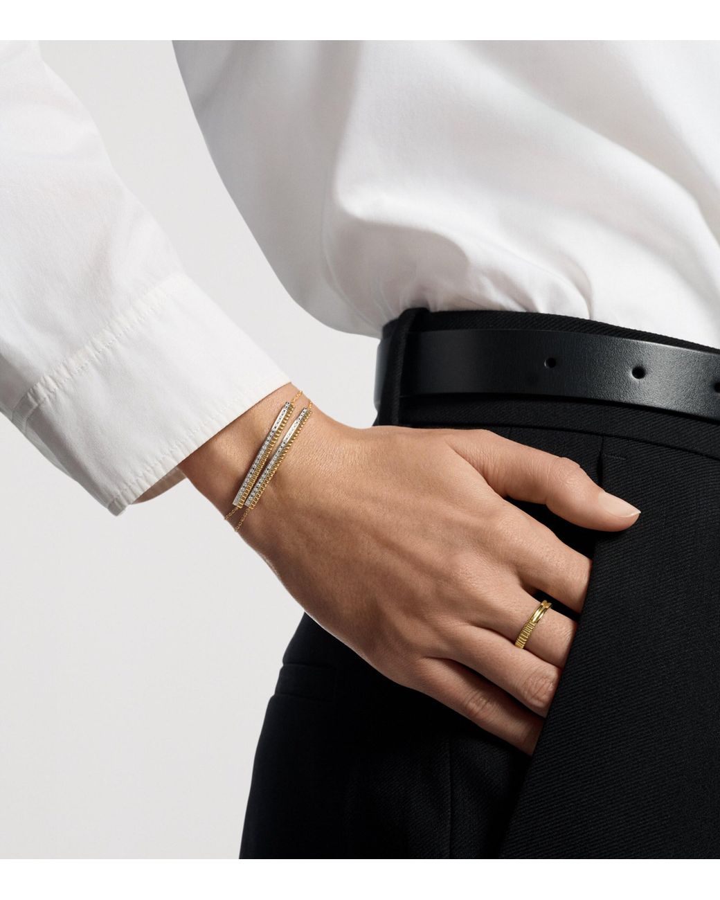Boucheron White Quatre Radiant Edition Grosgrain Chain Bracelet