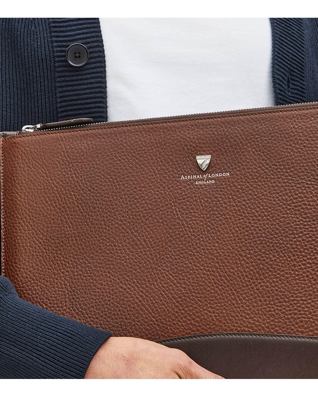 Aspinal Brown Leather Mount Street Laptop Case